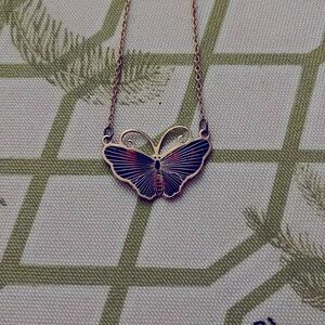 New old stock enamel butterfly necklace